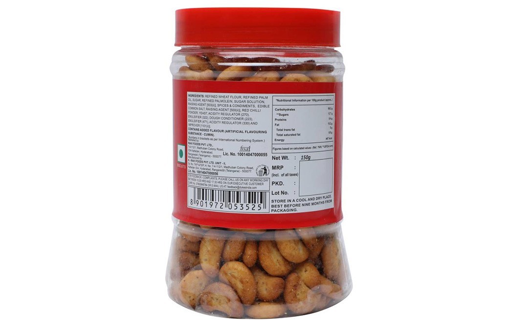 Dukes Nibbles Masala LightBites Biscuits   Jar  150 grams